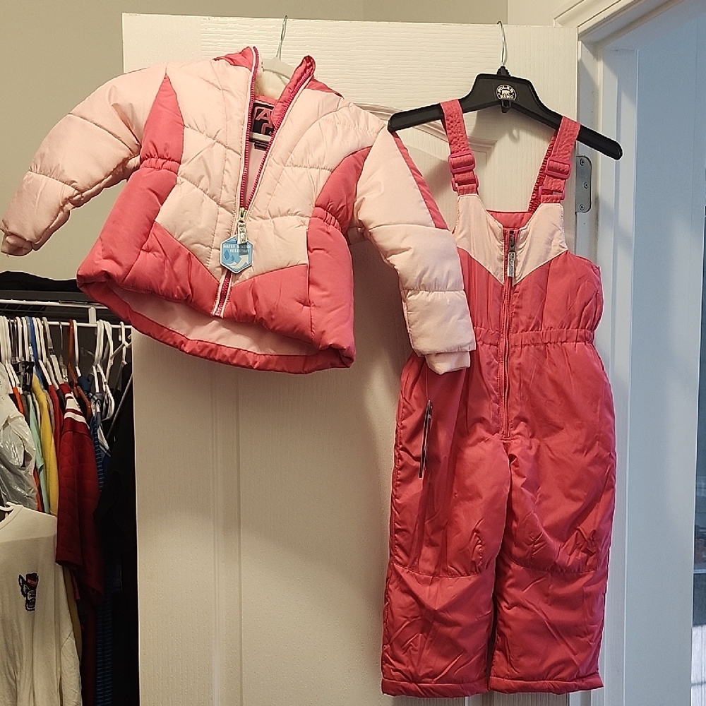 Pink and White Kids' Snowsuit Set
